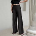 thumbnail image 5 of LEKWK Satin Wide Leg Pants for Women High Waisted Casual Palazzo Pants Loose Fit Comfy Straight Leg Trousers with Pockets Fall Fashion Business Work Outfits, 5 of 6