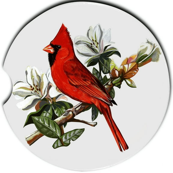 Cardinal Car Coaster, Absorbent Stoneware Car Cup Holder Coaster, Set of 2