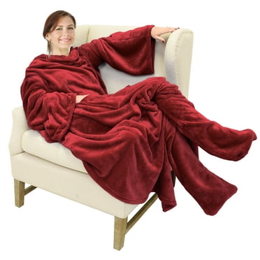 Catalonia Wearable TV Blanket with Sleeves Arms & Feet pockets for Adult Micro Plush Fleece Large Wrap Throw Robe 75 x 5