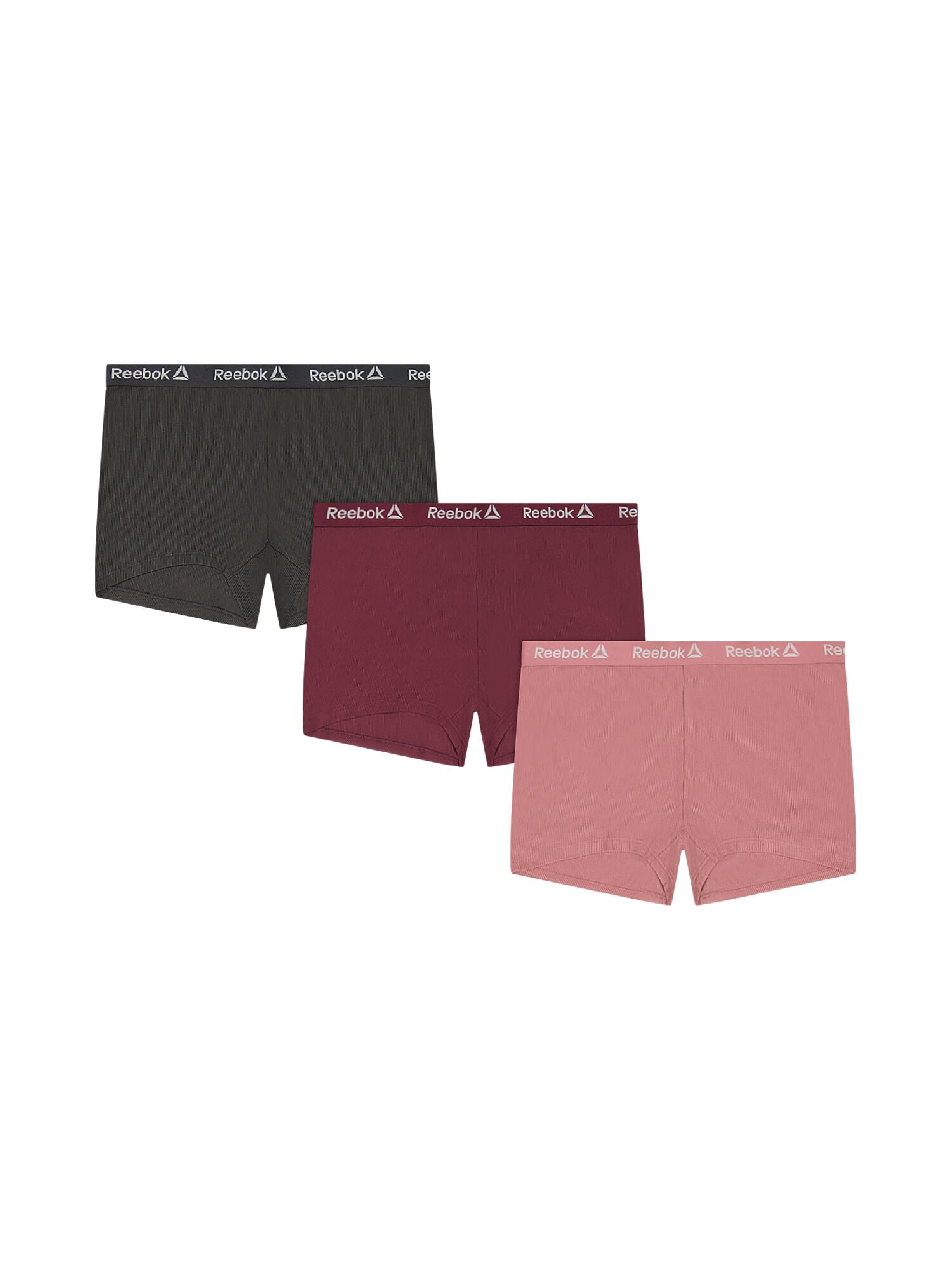 Reebok Women's Flex Rib Boyshort Underwear, 3-Pack, Size S - 2XL