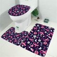 thumbnail image 2 of Pink Breast Cancer and Pioneer Flower Bathroom Rugs Sets 3 Piece,Toilet Cover Set,Absorbent Non Slip Bathroom Mats Sets with U-Shaped Contour Rug Toilet Rug Set, 2 of 5