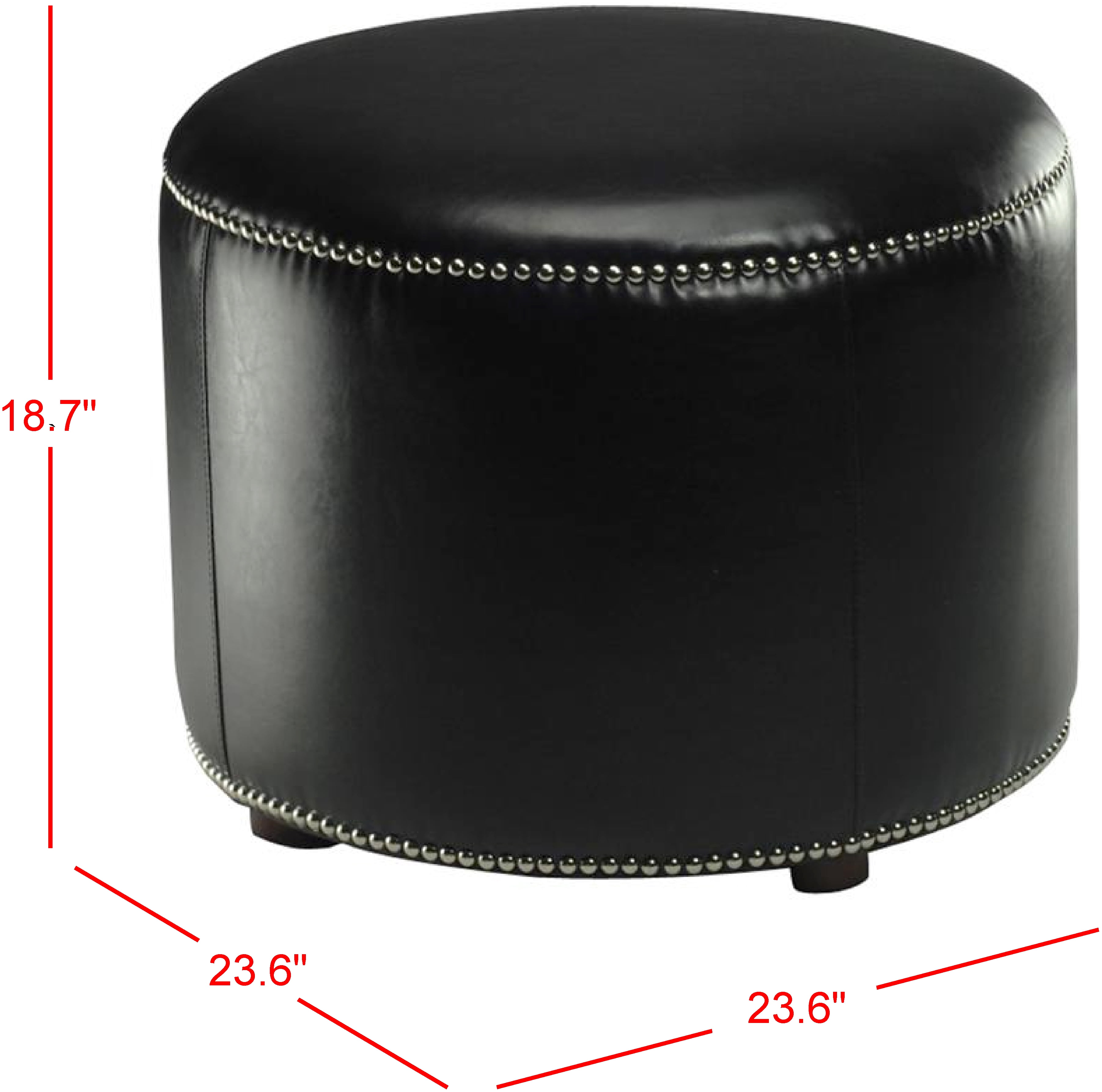 Safavieh Hogan Round Upholstered Ottoman, Black