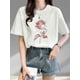 thumbnail image 1 of Women's Casual Crew Neck T-Shirt with Pink Rose Print, 100% Cotton Short Sleeve Tee with Slight Stretch, Knit Fabric Floral Pattern All-Season Top Tee For Adult, Men, Women, Teen, Teenager, Adolescen, 1 of 7