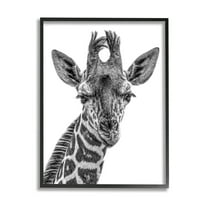 Stupell Industries Giraffe Gazing Wildlife Portrait Photograph Black Framed Art Print Wall Art, Design by Kelley Parker