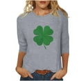 thumbnail image 2 of Meichang T-Shirt de la Saint-Patrick pour Femmes, Imprimé Trèfle Vert, Manches 3/4, Col Rond, Printemps, 2 of 5