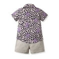 thumbnail image 3 of TOOYOU Toddler Boys 2-Piece Outfits Sets Short Sleeve Prints T Shirt Tops Shorts Gentleman Outfits Boys Lightweight Clothing Set Size 3-4 Years Purple, 3 of 7