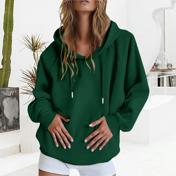 Xcmzpl Womens Hoodies Basic Solid Color Hooded Sweatshirt Trendy Sweater Tops Workout Long Sleeve Shirts Early Fall Fashion