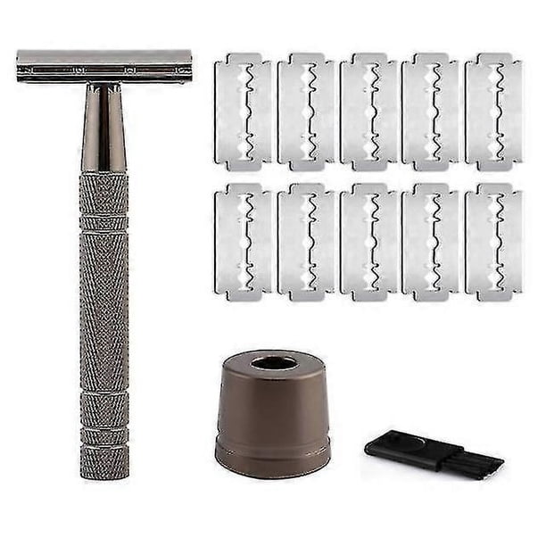 Rose Gold Razor Classic Double Edge Safety Razor For Mens Shavingwomens Hair Removal Free 10 Shaving Blades