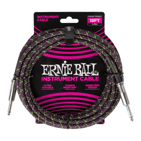 Ernie Ball 18ft Braided Instrument Cable Purple Python PO6431