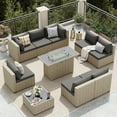 thumbnail image 2 of UDPATIO 9 Pieces Outdoor Patio Furniture Set with 44" Fire Pit Table, Outdoor Wicker Patio Conversation Set with Cushions for Backyard, Porch, Garden(Dark Gray), 2 of 5