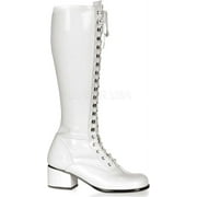 Womens Halloween Patent White Lace Up Boots - Retro size 10