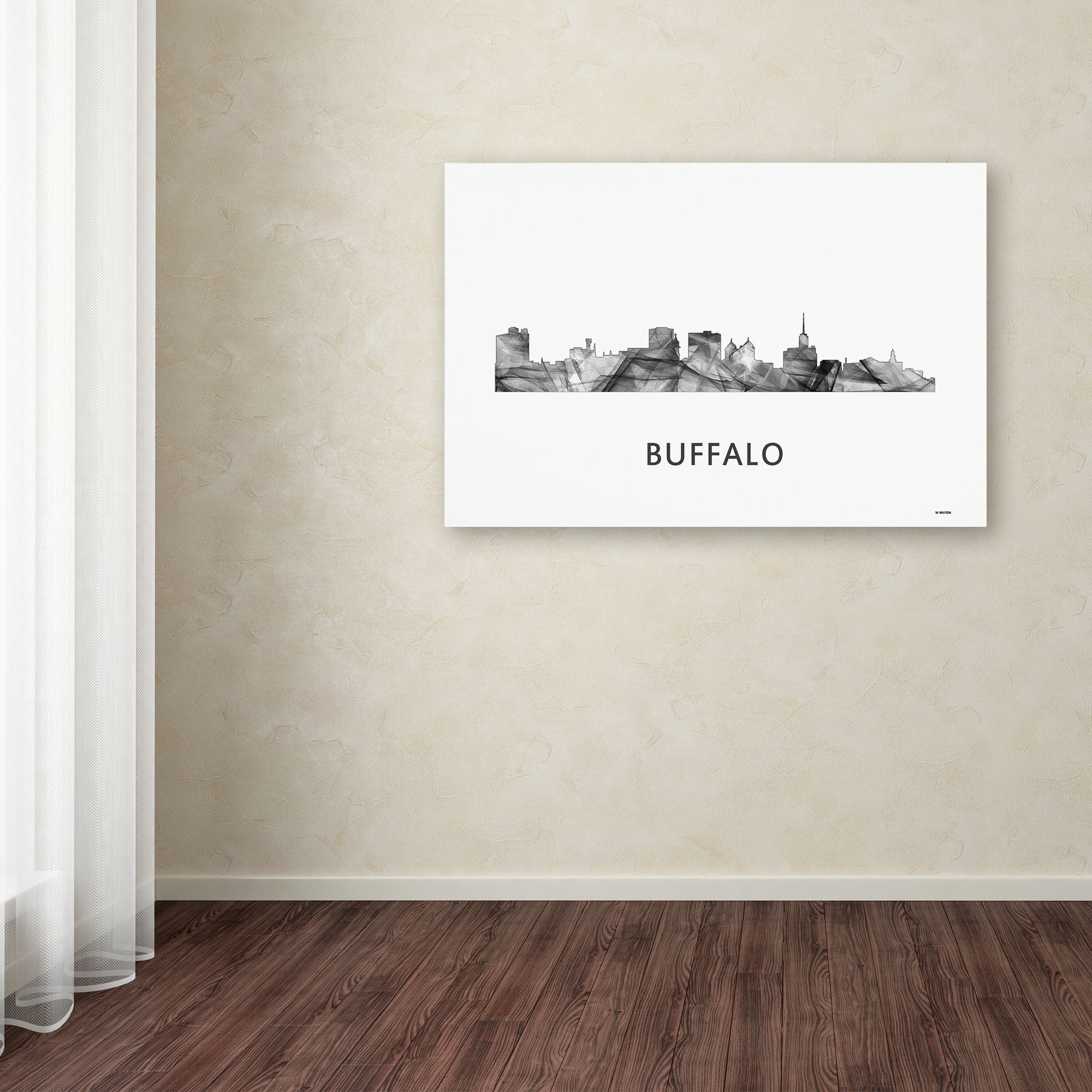Trademark Fine Art 'Buffalo New York Skyline WB-BW' Canvas Art by Marlene Watson