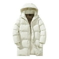 thumbnail image 2 of Lenago Long Quilted Jackets For Men Autumn Winter Fashion Quilted Coat Solid Color Long Sleeves With Hoods Full Zipped Thermal Comfortable Casual Outerwear Warm Clothing, 2 of 9