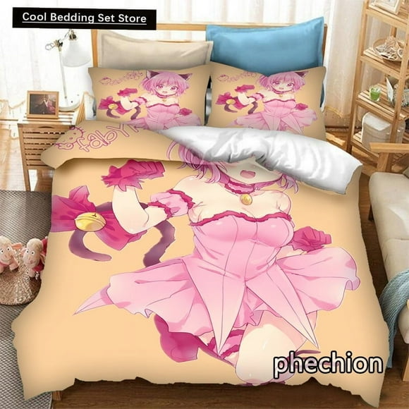 Bed Sheetsing Anime Tokyo Mew Mew Bedding Set Duvet Covers Pillowcases One Piece Comforter Bedding Sets Bedclothes Bed 3-Piece