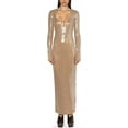 thumbnail image 2 of MesaSe Robe à Paillettes pour Femmes Découpes Col en V Robe de Bal Manches Longues Robe Scintillante Robe Midi de Soirée à Paillettes avec Fente, 2 of 7