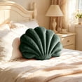 thumbnail image 5 of Partheme 15x11 in Soft Velvet Seashell Throw Pillow,Lint Free Shell Shape Cushion Decorative Accent for Sofa Couch Bed Living Room.Mother’s Day Coastal Gift and Beach House Decor Essential,Army Green, 5 of 6