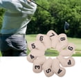 thumbnail image 3 of 10 piezas Golf Iron Headcover ,,7,8,9,A,S, Número de Beige shamjiam Cubierta de cabeza de hierros de golf, 3 of 9