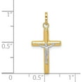 thumbnail image 3 of 14k Yellow Gold with White Rhodium Polished Hollow Crucifix Charm - 25mm- Made In Italy, 3 of 5
