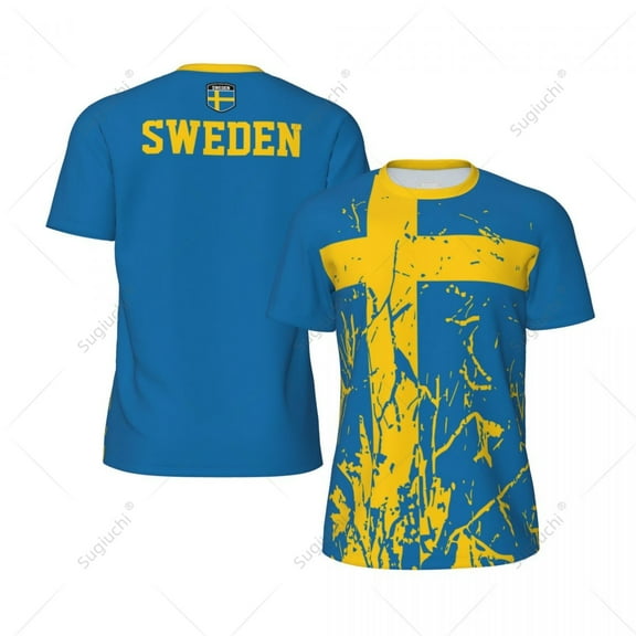 Exclusive design Sweden Flag Grain 3D Printed Men For Running Bike Soccer Tennis Fitness Sports tshirt Mesh Fans Short T-shirt