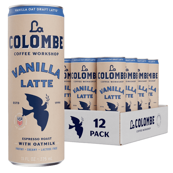 La Colombe Oatmilk Vanilla Latte Cold Brew Ready-to-Drink Coffee, 11 fl oz, 12 Pack Cans