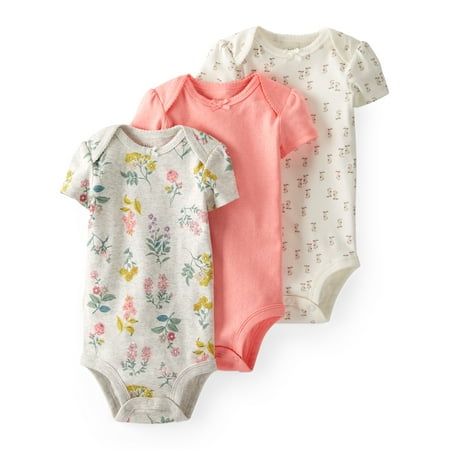 

Little Planet by Carter s Baby Girl Organic Short Sleeve Bodysuits 3pk Newborn-24 Months
