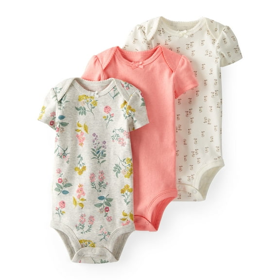 Little Planet by Carter's Baby Girl Organic Short Sleeve Bodysuits, 3-Pack