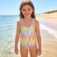thumbnail image 2 of Byoo Girls UPF 50+ One Piece Swimsuit Shimmer Print Pool Water Activities Swimwear,Orange, 2 of 8