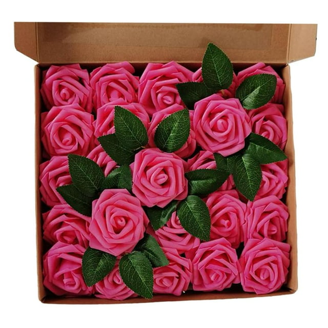 Rosas artificiales de espuma PE, suaves al tacto, ideales para decoración de bodas. Luz roja