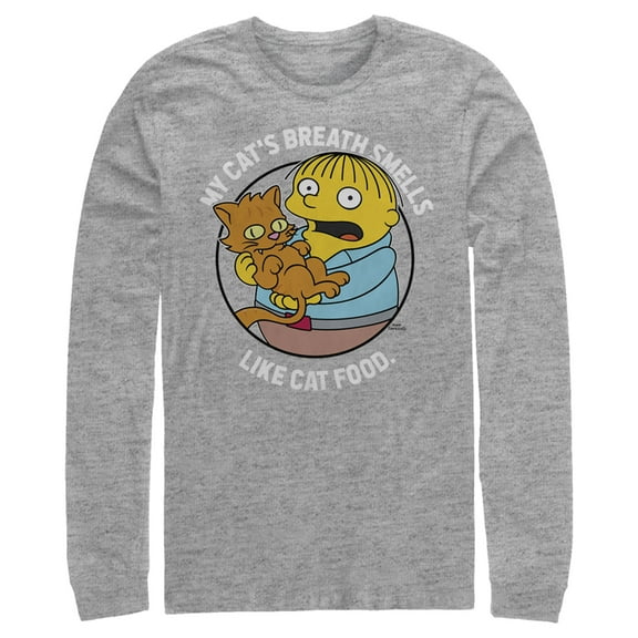Men's The Simpsons Ralph and His Cat Long Sleeve Shirt Athletic Heather Large