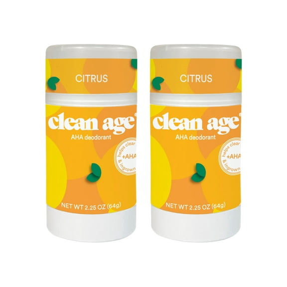 2-Pack Clean Age AHA Deodorant for Teens | Aluminum-Free, Safe for Sensitive Skin | Citrus Scent | 2.5 oz