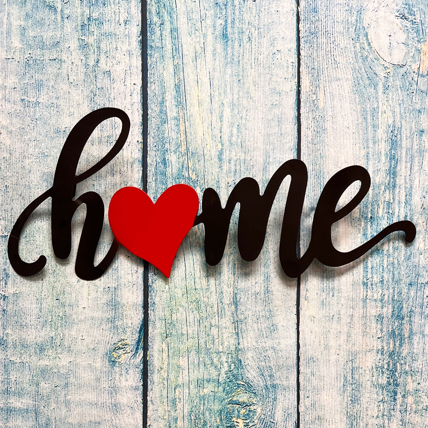 Metal Cutout Word Home Wall Sign with Heart Wall Decor Hanging Black