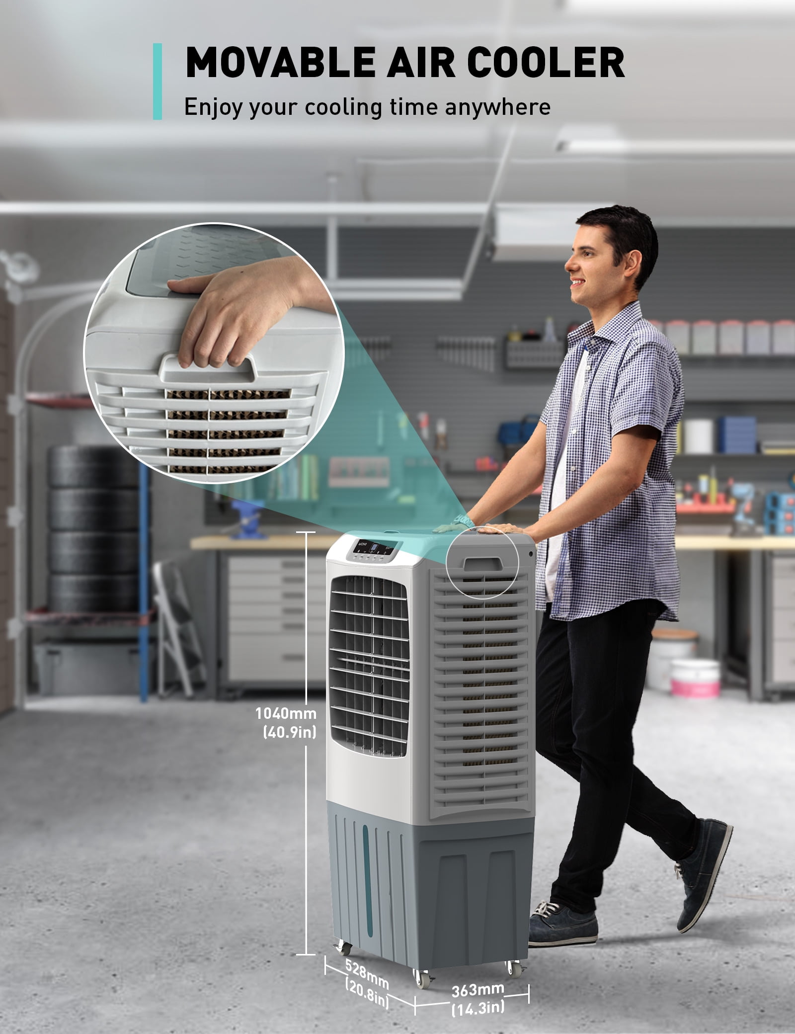 Wooohoo 3500 CFM 3-Speed Battery Evaporative Air Cooler for 30 sq