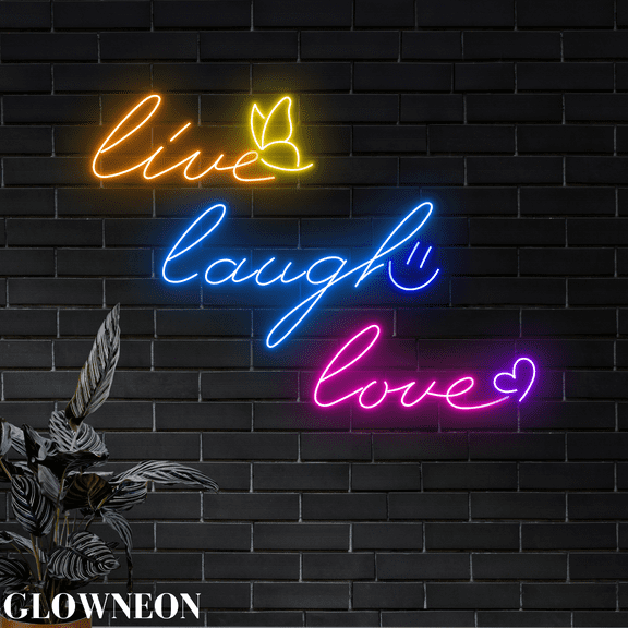 Glowneon Live Laugh Love Wall Art, Wedding Neon Sign, Motivation Sign