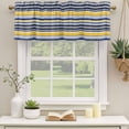 thumbnail image 2 of 2 Pack Navy Blue Yellow Striped Valances for Windows Bedroom Living Room Window Treatments, Farmhouse Vintage Stripe Rod Pocket Valance Drapes Short Kitchen Curtains Over Sink 42"x18", 2 of 8