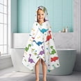 thumbnail image 6 of White Dinosaurs Bones Flowers Pattern Hooded Bath Towel，50"x30" for Ages 3 To 12 Kids, Quick Dry Lightweight Soft Microfiber Hood Beach Towel Cover Up for Kids, 6 of 7