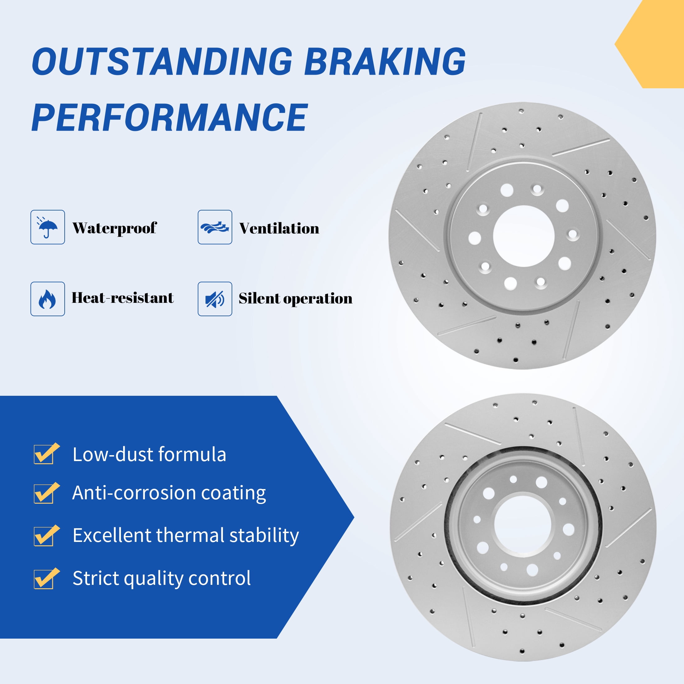 YXPCARS Front Brake Rotors (980925LR), Drilled & Slotted Disc Rotors Set for 2011 - 2018 BMW X3 X4
