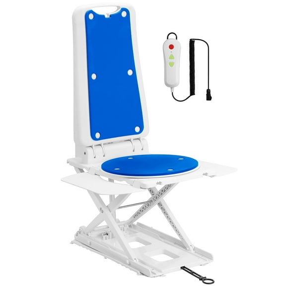 Electric Bath Lift Chair with Backrest and EVA Padding, Adjustable Height & Recline, Battery-Operated with Remote Control, IP68 Waterproof Floor Lift for the Elderly and Disabled, 308 lbs Capacity