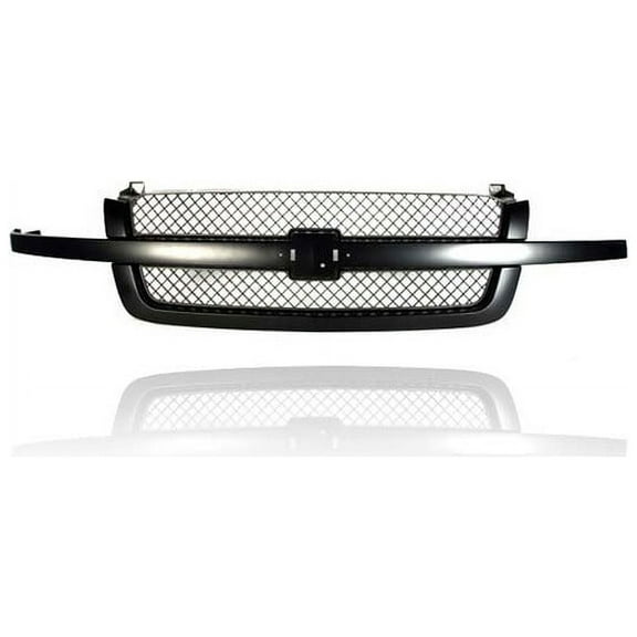 Grille - Compatible/Replacement for '03-05 Chevrolet Silverado SS - Black Frame Primed Bar Mesh, With Emblem Provision - 19168630