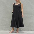 thumbnail image 4 of Tenue de Plage pour Femmes Robe Débardeur en Coton et Lin avec Poches Maxi Couleur Unie Bohemia Robe d'Été, 4 of 9