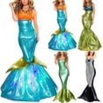 thumbnail image 4 of Sunloudy Vestido largo de Halloween para mujer, sin mangas, con cordones, cuello halter, espalda descubierta, patchwork, sirena, vestido de cosplay Sunloudy moda, 4 of 7