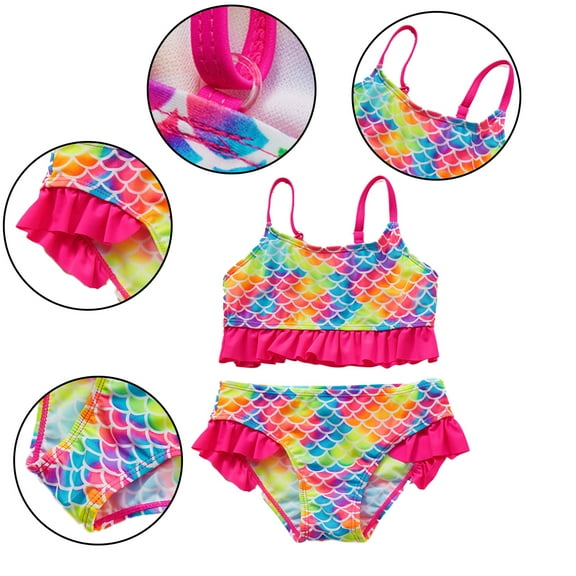YTDSCS Kids Baby Girls Swimsuit Two Piece for Girls,Toddler Swimsuits Boyshort Set Triangle Swimwear Summer Beach Bathing Suit Sport Summer Swimwear for 2-11years Old
