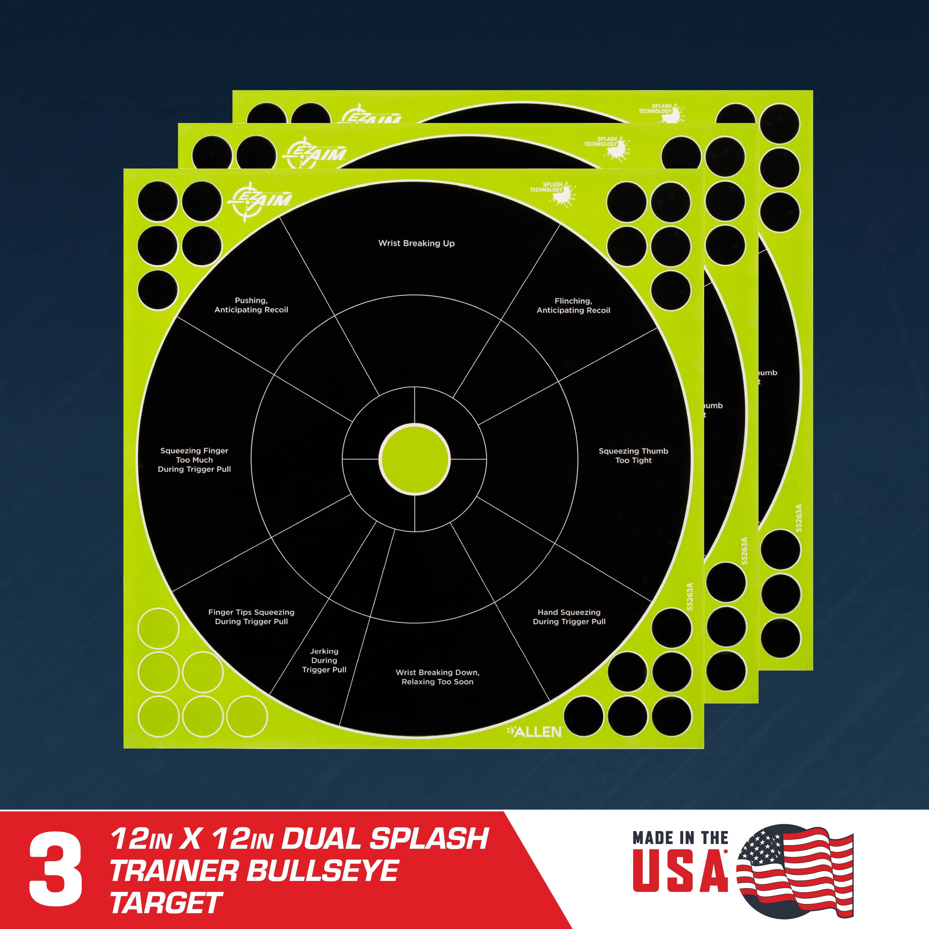 EZ Aim Splash Adhesive Trainer Targets, 12 x 12 Inch, 3 Pack