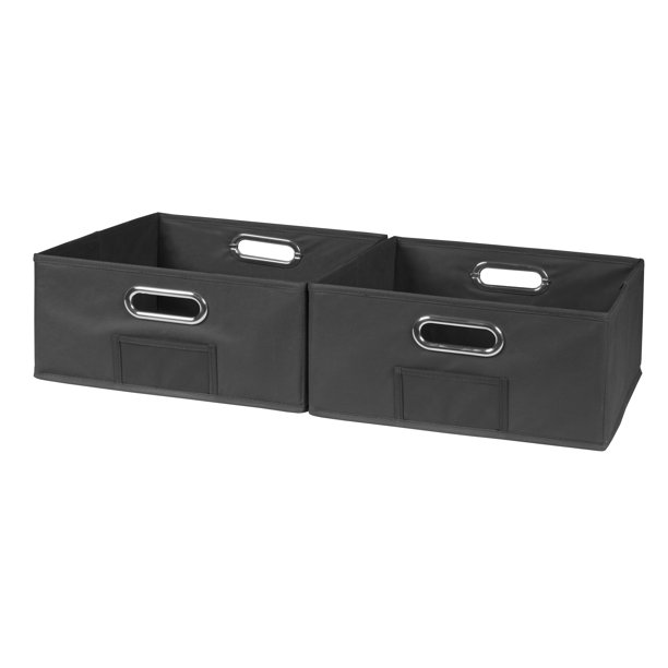 Collapsible Home Storage Set of 2 Foldable Fabric Low Storage Bins