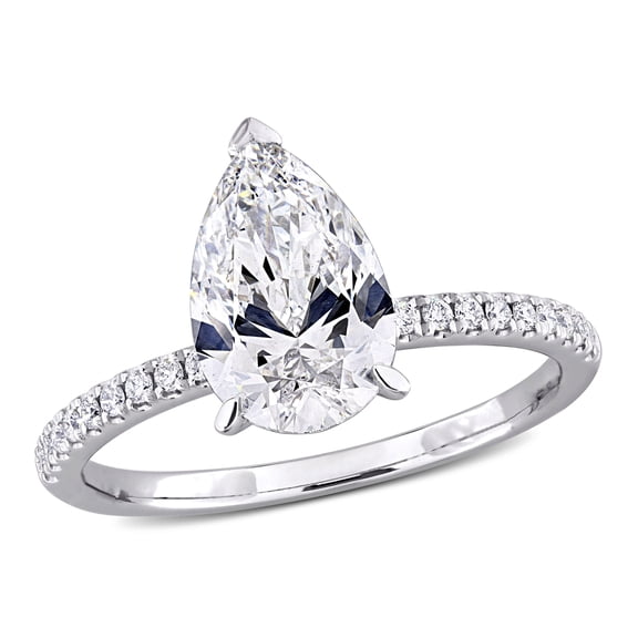 Created Forever Women's 2 1/6ct TW Lab Grown Diamond 14k White Gold Pear Wedding Ring