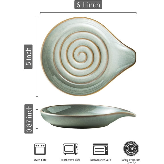 TRA-Spoon Rest, 5" Large Spoon Holder for Stove Top Ceramic Spoon Rest Spatula Rest for Kitchen Utensils, Ladle, Coffee Spoons, Cooking spoons, Spatula, Tongs, Christmas, Unique Gray