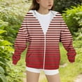 thumbnail image 4 of Spazoro Girls Swearshirts, Full Zip Fall Winter Hooded Striped Casual Cardigan Tops for Girls Red Size 12-13T, 4 of 4