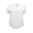 thumbnail image 4 of GRACE & GRANDEUR Women's Plus Size Blouses Folded Cuff Short Sleeve Tops Keyhole Neck Metal Trim Dressy Casual T-Shirts 4X White, 4 of 5