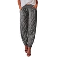 thumbnail image 3 of LIaqionyy Women's Winter Pants Elastic Waist Warm Down Padded Outdoor Lightweight Fall Trousers with Pockets, 3 of 8