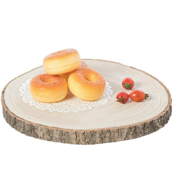 12 in. Dia. Barky Natural Wood Slabs Rustic Ornament Slice Tray Table Charger