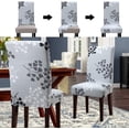 thumbnail image 3 of Stretch Dining Chair Covers Removable Washable Dining Room Chair Slipcovers Spandex Chair Slipcover Chair Covers for Dining Room (Gray-Black, 4), 3 of 6